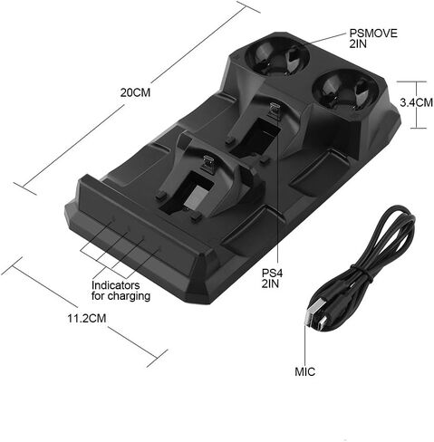 Fast Charging Dock 4 in 1 Dual LED Indicators Organized Design for PS Move P S4 Controller Accessories in Saudi Arabia