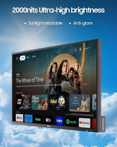 SYLVOX Outdoor TV with Rolling Stand, 55 inch 2000 Nit Full Sun Smart TVs, Sunlight Readable, IP56 Waterproof, 4K TV for Outdoor Households or Commercial Places in Saudi Arabia