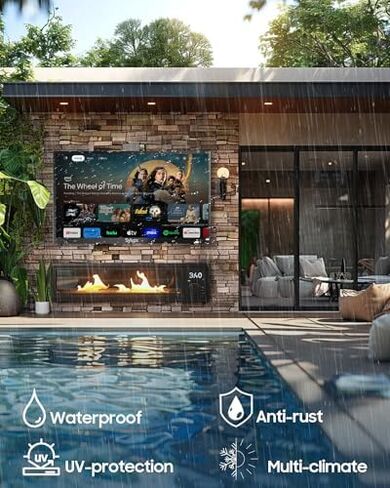 SYLVOX Outdoor TV with Rolling Stand, 55 inch 2000 Nit Full Sun Smart TVs, Sunlight Readable, IP56 Waterproof, 4K TV for Outdoor Households or Commercial Places in Saudi Arabia