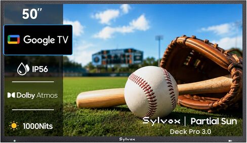 SYLVOX 50" Outdoor TV, 1000 Nits Partial Sun, IP56, Deck Pro 3.0 | 4K UHD, HDR10, Dolby Atmos, Full Metal Housing, Google TV, Voice Assistant, Chromecast Built-in, Built for Patio & Deck in Saudi Arabia