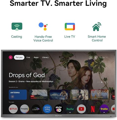 SYLVOX 50" Outdoor TV, 1000 Nits Partial Sun, IP56, Deck Pro 3.0 | 4K UHD, HDR10, Dolby Atmos, Full Metal Housing, Google TV, Voice Assistant, Chromecast Built-in, Built for Patio & Deck in Saudi Arabia