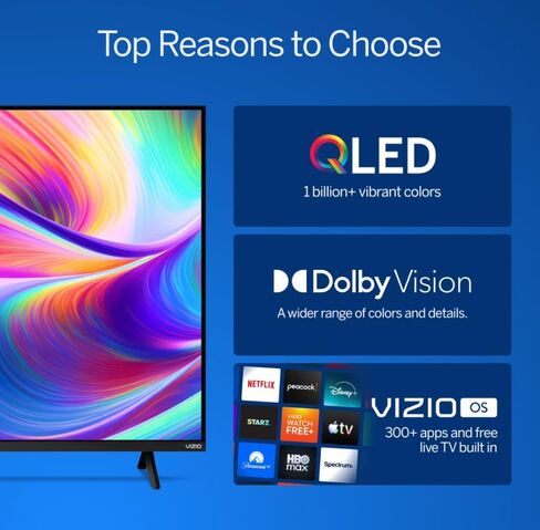 تلفزيون VIZIO 43 بوصة V-Series Quantum 4K QLED الذكي مع Dolby Vision HDR وWiFi 6 وHDMI VRR والشاشة الرئيسية VQD43R-1004 (متجدد) in Saudi Arabia