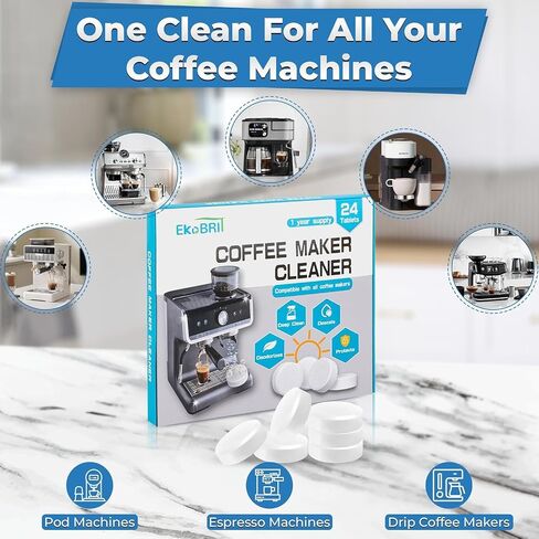 Coffee Machine Cleaner & Descaler Tablets – 24 Count Coffee Maker Cleaning Tablets for Espresso & Drip Machines, Compatible with Keurig, Nespresso, Breville & More in Saudi Arabia