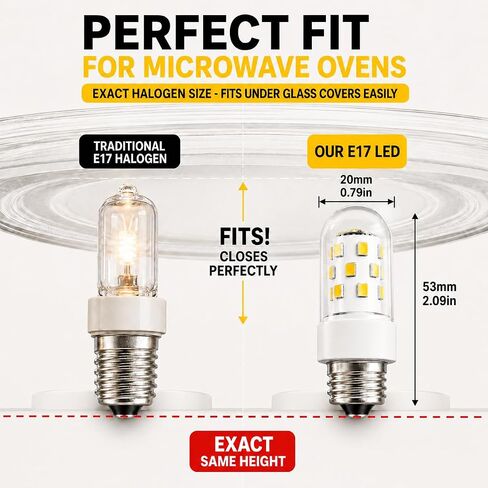 E17 LED لمبة عكس الضوء 3W 3000K ضوء الميكروويف الأبيض الناعم، 2-حزمة in Saudi Arabia