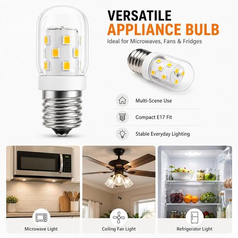 E17 LED لمبة عكس الضوء 3W 3000K ضوء الميكروويف الأبيض الناعم، 2-حزمة in Saudi Arabia
