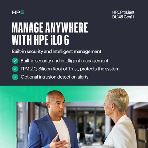 Hewlett Packard Enterprise ProLiant DL145 Gen11 Rack Server w/one AMD EPYC 8024P Processor, 2.4GHz 8c 1P 1x16GB-R 2SFF 1x480GB SSD NC BCM5719 1x700W PS (HPE Smart Choice P87460-005) in Saudi Arabia