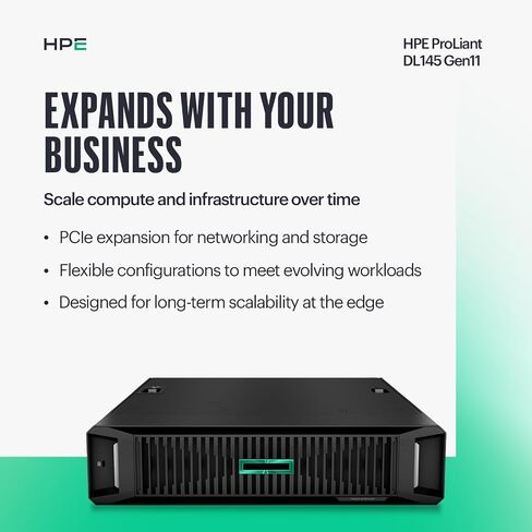 Hewlett Packard Enterprise ProLiant DL145 Gen11 Rack Server w/one AMD EPYC 8024P Processor, 2.4GHz 8c 1P 1x16GB-R 2SFF 1x480GB SSD NC BCM5719 1x700W PS (HPE Smart Choice P87460-005) in Saudi Arabia