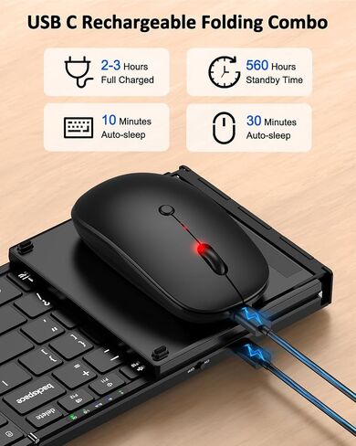 Full-Size Foldable Keyboard and Mouse Combo,2.4G USB,Plug&Play,Lag-Free in Saudi Arabia