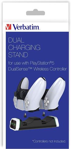 Verbatim PS5 Dual Controller Charging Station for use with PlayStation 5 DualSense Wireless Controllers - Charging Dock LED Indicators Over-Charge Protection 6ft Charging Cable (Pack of 2) in Saudi Arabia
