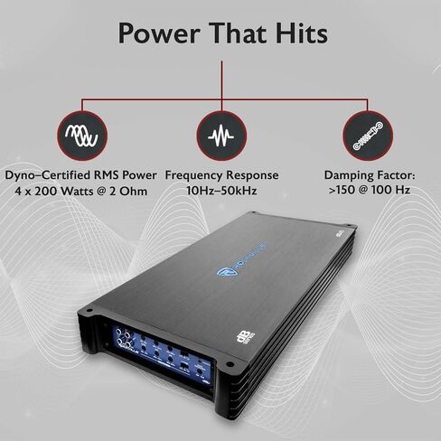 Rockville dB45 3200W 4-Channel 2-Ohm Car Amplifier, High-Speed MOSFET, Adjustable Crossover, LED, Remote Sub Control, Perfect for Car Audio and Subs in Saudi Arabia