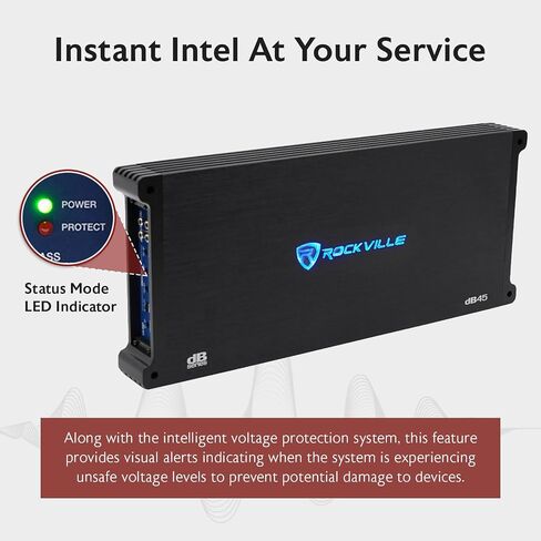 Rockville dB45 3200W 4-Channel 2-Ohm Car Amplifier, High-Speed MOSFET, Adjustable Crossover, LED, Remote Sub Control, Perfect for Car Audio and Subs in Saudi Arabia