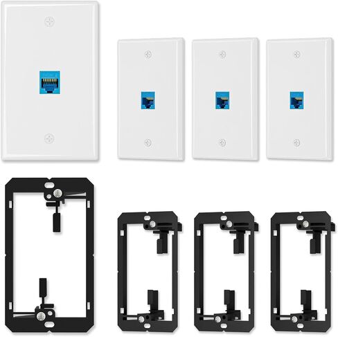 FGB 2-Pack Cat6 Ethernet Wall Plate، 1-Port Keystone + Bracket، أزرق in Saudi Arabia
