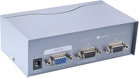 DTECH 2 Way Powered VGA Splitter Amplifier Box عالي الدقة 1080p SVGA فيديو 1 في 2 خارج 250 ميجا هرتز لجهاز كمبيوتر واحد إلى جهاز كمبيوتر مزدوج الشاشة in Saudi Arabia