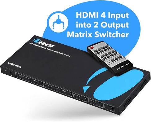 OREI 4x2 HDMI Matrix Switch 4K with Audio Extraction, ARC, EDID, Downscale in Saudi Arabia