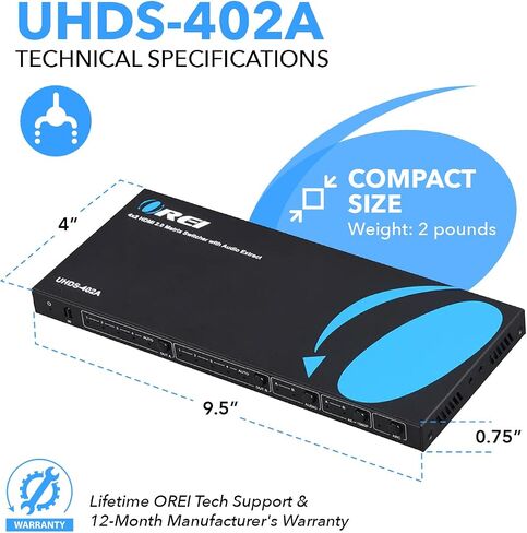 OREI 4x2 HDMI Matrix Switch 4K with Audio Extraction, ARC, EDID, Downscale in Saudi Arabia
