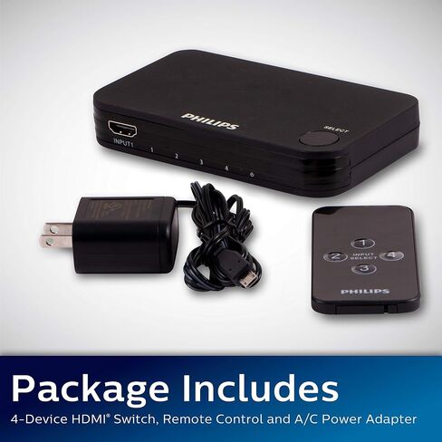 Philips 4 Device HDMI Switch, Wireless Remote, Use with 4K Smart TV in Saudi Arabia