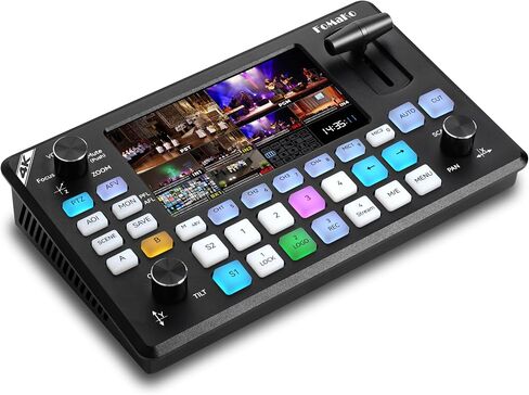 FoMaKo KC800 4K 60FPS HDMI Multi-Cam Streaming Video Mixer Switcher,Built-in 4D Joystick PTZ Camera Controller,5.5" LCD Screen,Pro XLR Audio&USB/SD Recording,1080P 60FPS Output in Saudi Arabia