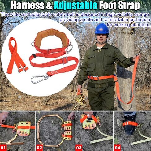 Heavy-Duty Portable Tree Climbing Spikes with Safety Belt for Arborists & Lineworkers - Durable Steel Pole Climbers for Efficient Tree Care and Maintenance in Saudi Arabia