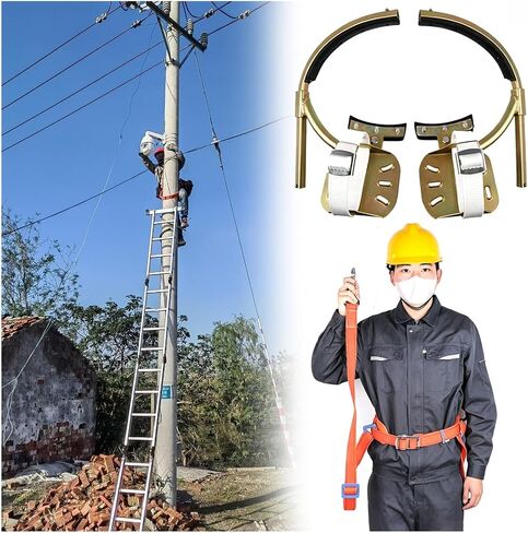 Professional Pole Climbing Spikes Set, Heavy-Duty Adjustable Steel Climbers for Utility, Power & Concrete Poles, 330 lb Single-Foot Load Capacity, Durable and Safe Climbing Gear in Saudi Arabia