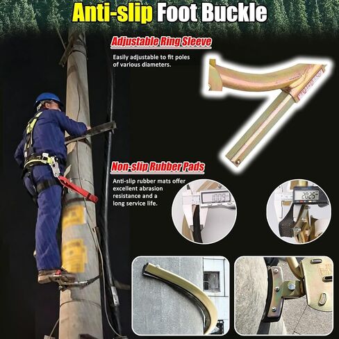 Professional Steel Pole Climbing Spikes Set - Heavy-Duty Adjustable Climbers for Utility, Concrete & Power Poles - 330 lb Single-Foot Load Capacity in Saudi Arabia