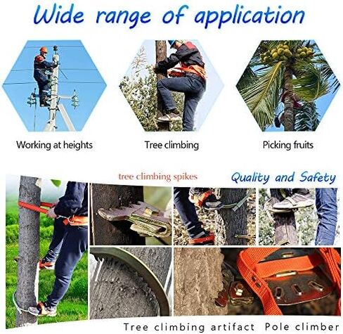Adjustable Electrician Foot Buckle Lineman Climbing Shoes with Secure Spikes, Stainless Steel Tree Climbing Spikes, Anti-Skid Utility Pole Gear for Professional Maintenance in Saudi Arabia
