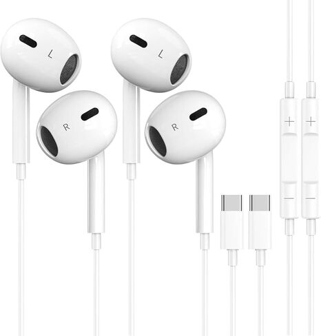 USB C Wired Headphones [2-Pack] with Microphone – HiFi Earbuds Stereo, Nosie Reduction, Audio, Earphones Compatible with iPhone 17/16/15, Samsung Galaxy S26/S25/S24/S23, Google Pixel, iPad, MacBook in Saudi Arabia