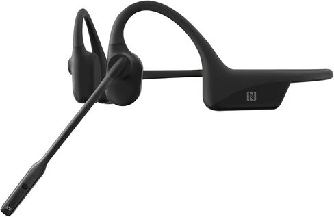 Aftershokz OpenComm (Rebranded as Shokz OpenComm) Wireless Stereo Bone Conduction Bluetooth Headset with Noise-Canceling Boom Microphone for Office Home Business Trucker Drivers Commercial Use, Black in Saudi Arabia