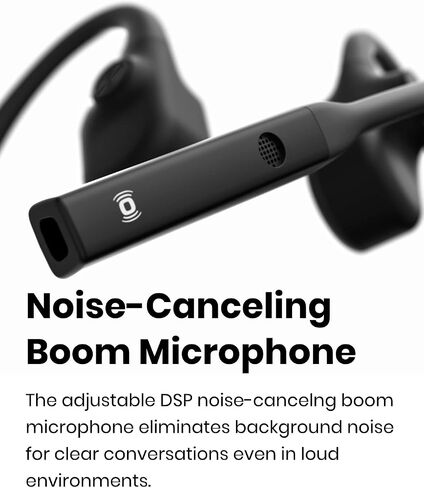 Aftershokz OpenComm (Rebranded as Shokz OpenComm) Wireless Stereo Bone Conduction Bluetooth Headset with Noise-Canceling Boom Microphone for Office Home Business Trucker Drivers Commercial Use, Black in Saudi Arabia