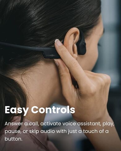 Aftershokz OpenComm (Rebranded as Shokz OpenComm) Wireless Stereo Bone Conduction Bluetooth Headset with Noise-Canceling Boom Microphone for Office Home Business Trucker Drivers Commercial Use, Black in Saudi Arabia