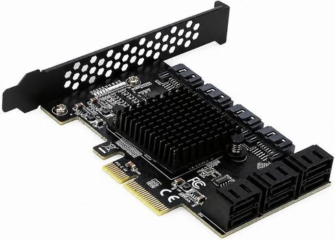 PCIe x4 10-Port SATA 3.0 Expansion Card 6Gbps, Storage Controller with Low Profile Bracket & 10 Cables, for SSD HDD NAS Server, Windows Linux Compatible in Saudi Arabia