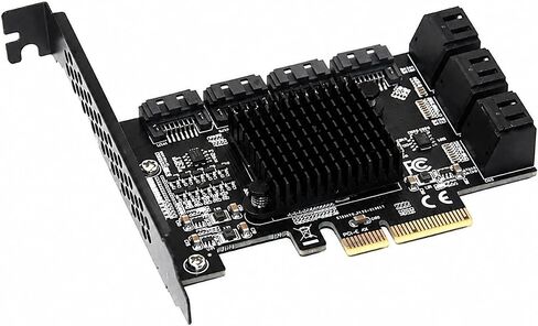 PCIe x4 10-Port SATA 3.0 Expansion Card 6Gbps, Storage Controller with Low Profile Bracket & 10 Cables, for SSD HDD NAS Server, Windows Linux Compatible in Saudi Arabia