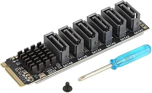 بطاقة توسيع M.2 إلى SATA 5 منافذ بسرعة 6 جيجابت في الثانية، محول PCIe 3.0 x2 بسرعة 16 جيجابت في الثانية مع شريحة تحكم متقدمة، مشتت حراري من الألومنيوم، مؤشر LED ذكي، التوصيل والتشغيل، متوافق مع نظام التشغيل Windows Linux in Saudi Arabia