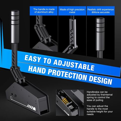 PXN HB S Sim Racing Handbrake,USB Handbrake, Compatible with Windows PC | Alloy Build, 16-Bit Linear Sensor, Adjustable Force & Stroke, Dual-Directional Lever, Spring & Damping, Desk Clamp in Saudi Arabia