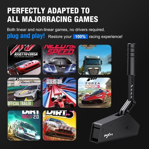 PXN HB S Sim Racing Handbrake,USB Handbrake, Compatible with Windows PC | Alloy Build, 16-Bit Linear Sensor, Adjustable Force & Stroke, Dual-Directional Lever, Spring & Damping, Desk Clamp in Saudi Arabia