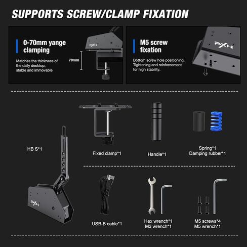 PXN HB S Sim Racing Handbrake,USB Handbrake, Compatible with Windows PC | Alloy Build, 16-Bit Linear Sensor, Adjustable Force & Stroke, Dual-Directional Lever, Spring & Damping, Desk Clamp in Saudi Arabia