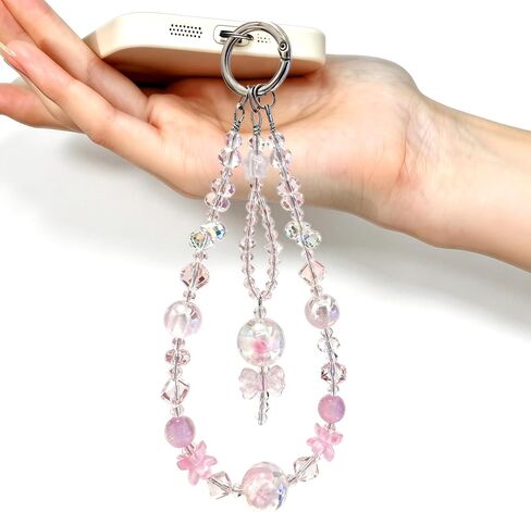 Handmade Beaded Phone Charm Wrist Strap - Anti-Theft Cellphone Lanyard with Tether Tab & 360° Rotatable Buckle, Glow in The Dark UV Color Changing Phone Chain Wristlet for Women, Keychain Wristlet for Camera Purse Bag in Saudi Arabia