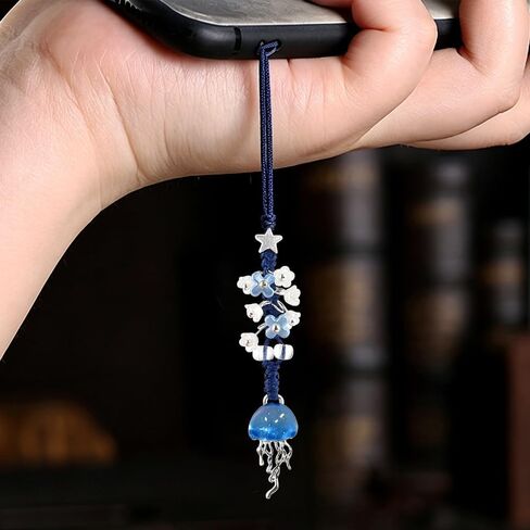 Blue Jellyfish Phone Charm Cute Summer Marine Ocean Cell Phone Charms Aesthetic Keychain Y2K Bag Charms Camera Charm Strap Sea Jellyfish Phone Accessories for Bag Keychain Airpods Camera Pendant Decor in Saudi Arabia