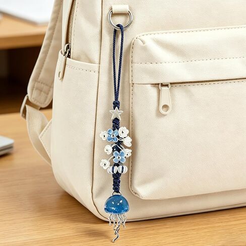 Blue Jellyfish Phone Charm Cute Summer Marine Ocean Cell Phone Charms Aesthetic Keychain Y2K Bag Charms Camera Charm Strap Sea Jellyfish Phone Accessories for Bag Keychain Airpods Camera Pendant Decor in Saudi Arabia