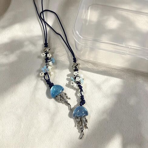 Blue Jellyfish Phone Charm Cute Summer Marine Ocean Cell Phone Charms Aesthetic Keychain Y2K Bag Charms Camera Charm Strap Sea Jellyfish Phone Accessories for Bag Keychain Airpods Camera Pendant Decor in Saudi Arabia