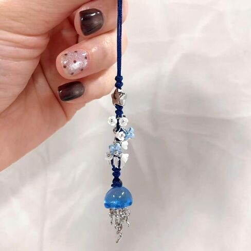 Blue Jellyfish Phone Charm Cute Summer Marine Ocean Cell Phone Charms Aesthetic Keychain Y2K Bag Charms Camera Charm Strap Sea Jellyfish Phone Accessories for Bag Keychain Airpods Camera Pendant Decor in Saudi Arabia