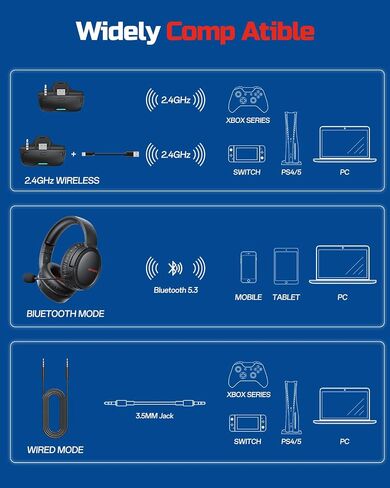 سماعة ألعاب لاسلكية من BINNUNE لأجهزة Xbox Series X|S وXbox One، لاسلكية منخفضة الاستجابة + بلوتوث، ميكروفون لإلغاء الضوضاء قابل للطي وكتم الصوت، محركات 50 مم، بطارية 40 ساعة، سماعات رأس فوق الأذن in Saudi Arabia
