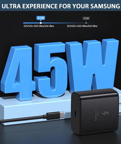 45W Super Fast Charger USB C- 45 Watt Type C Fast Charging Android Phone Charger Compatible with Samsung Galaxy S25 Ultra/S25/S25+/S26/S26+/S26Ultra/S24+/S24 Ultra/S23 Ultra Tab,6ft C Cable in Kuwait