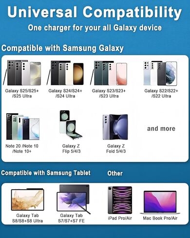 45W Super Fast Charger USB C- 45 Watt Type C Fast Charging Android Phone Charger Compatible with Samsung Galaxy S25 Ultra/S25/S25+/S26/S26+/S26Ultra/S24+/S24 Ultra/S23 Ultra Tab,6ft C Cable in Kuwait
