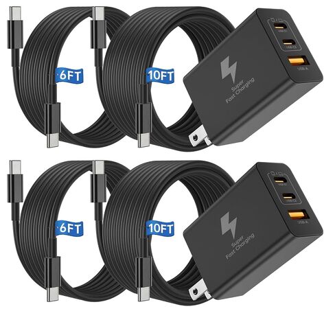 شاحن مزدوج بقوة 45 وات فائق السرعة وكابل USB C إلى C طويل بطول 10 أقدام، سلك شحن من النوع C/هاتف Android لهاتف Samsung Galaxy S26/S25/S24 Ultra/S23+/S22 Plus/S21/S20/Note 20/10/iPhone 17 16 15 Pro in Saudi Arabia