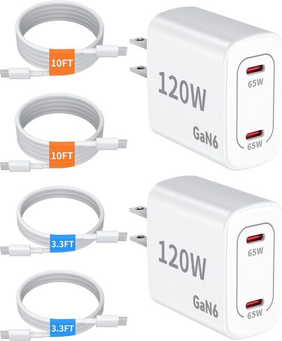 شاحن سريع 120 وات USB C - عبوتان بقدرة 65 وات PD مزدوج المنفذ GaN Type C in Saudi Arabia