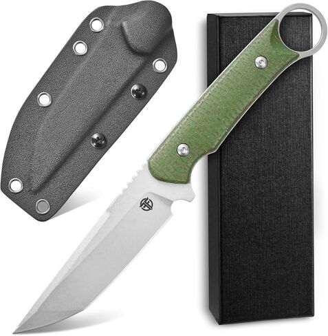 FF106 Fixed Blade Knife，DC53 Black Stonewashed Steel Blade Carbon Fiber Handle Two-tone Eye-catching Full Tang Knife for Outdoor Camping Hunting Working (Black) in Saudi Arabia