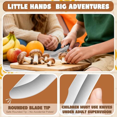 Kids Knife Fixed Blade with Rounded Tip, Safe Unsharpened Whittling Knife for Boys, Ideal for Learning Outdoor Skills & Building Confidence in Saudi Arabia
