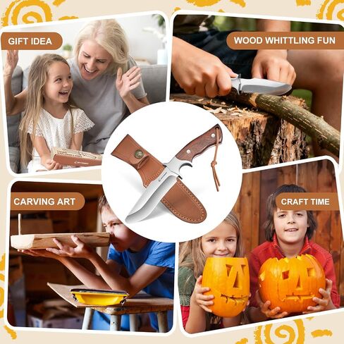 Kids Knife Fixed Blade with Rounded Tip, Safe Unsharpened Whittling Knife for Boys, Ideal for Learning Outdoor Skills & Building Confidence in Saudi Arabia