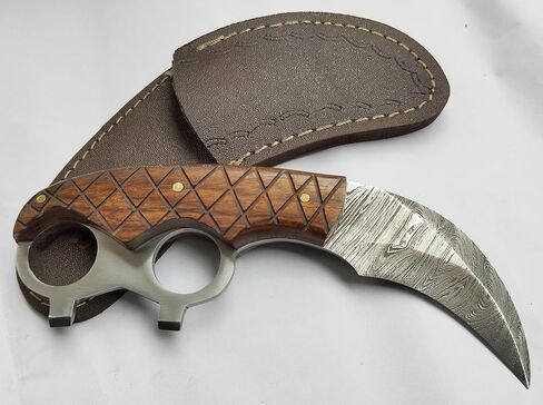 KKI Hand Crafted Damascus Steel Karambit Knife, USA Style, Survival, outdoor, Silat, Best Gift in Saudi Arabia