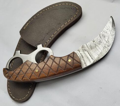 KKI Hand Crafted Damascus Steel Karambit Knife, USA Style, Survival, outdoor, Silat, Best Gift in Saudi Arabia